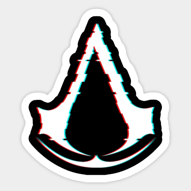 Assassin's Creed White Logo Glitch Effect Assassins Creed Sticker